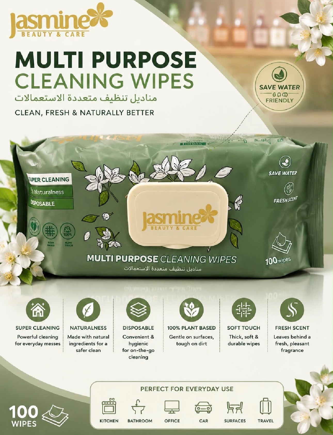 Wipes Multi Propósito de Limpieza Paquete de 100(FRAGANCIA White Soap)